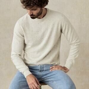 Men Octobre Nils Sweater Pullover Speckle White S Preppy Casual Classic Italy